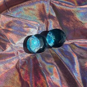 Blue Glass Faceted Plugs Double Flared 19mm 3/4”